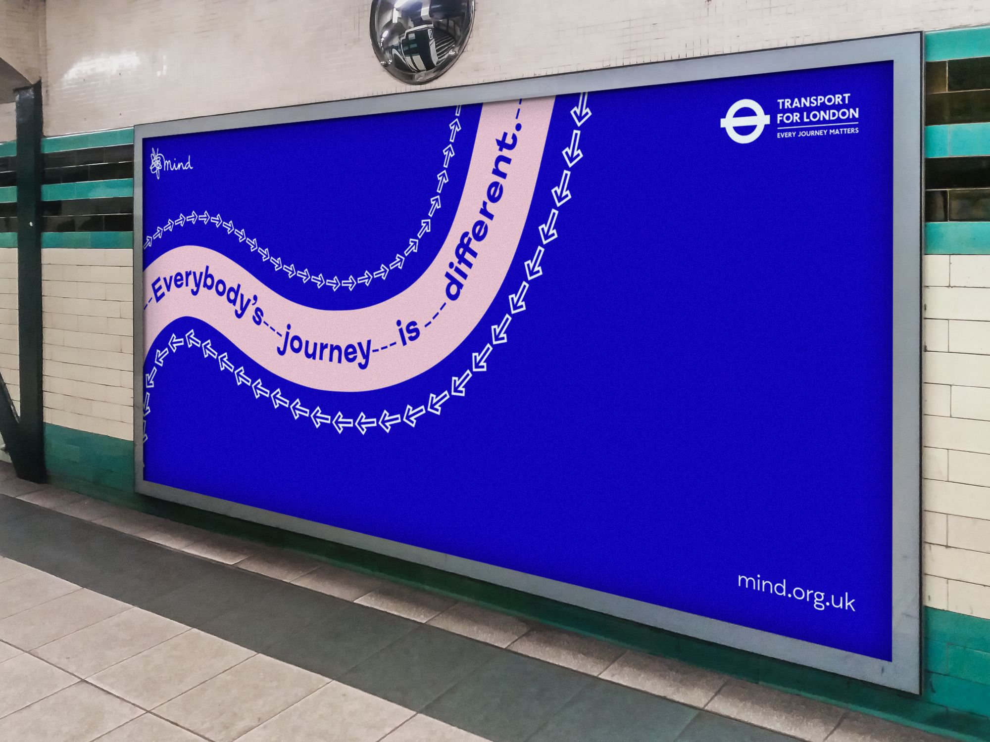 An advert for Mind displayed on the London Underground using a 96-sheet poster.
