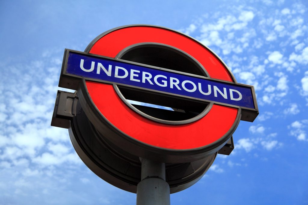 The London Underground sign.
