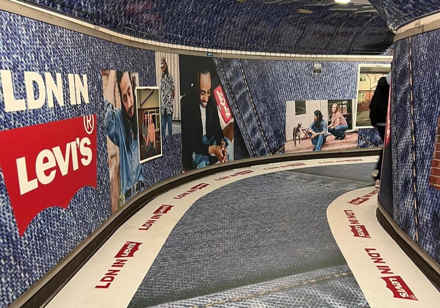 An example of a tunnel domination to advertise Levi's on the London Underground.