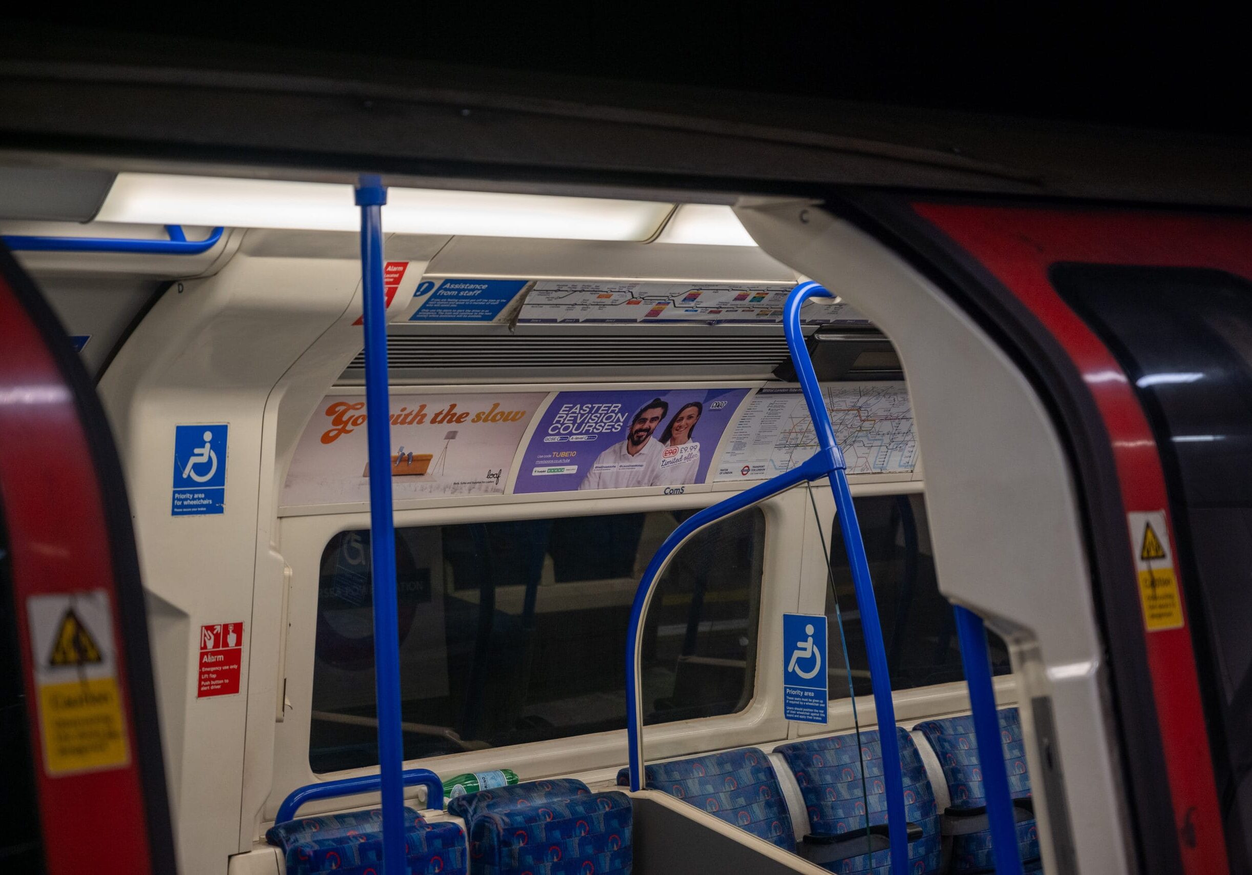 An example of tube car panel advertising across the London Underground