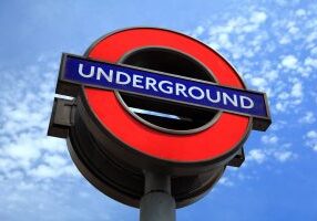 The London Underground sign.